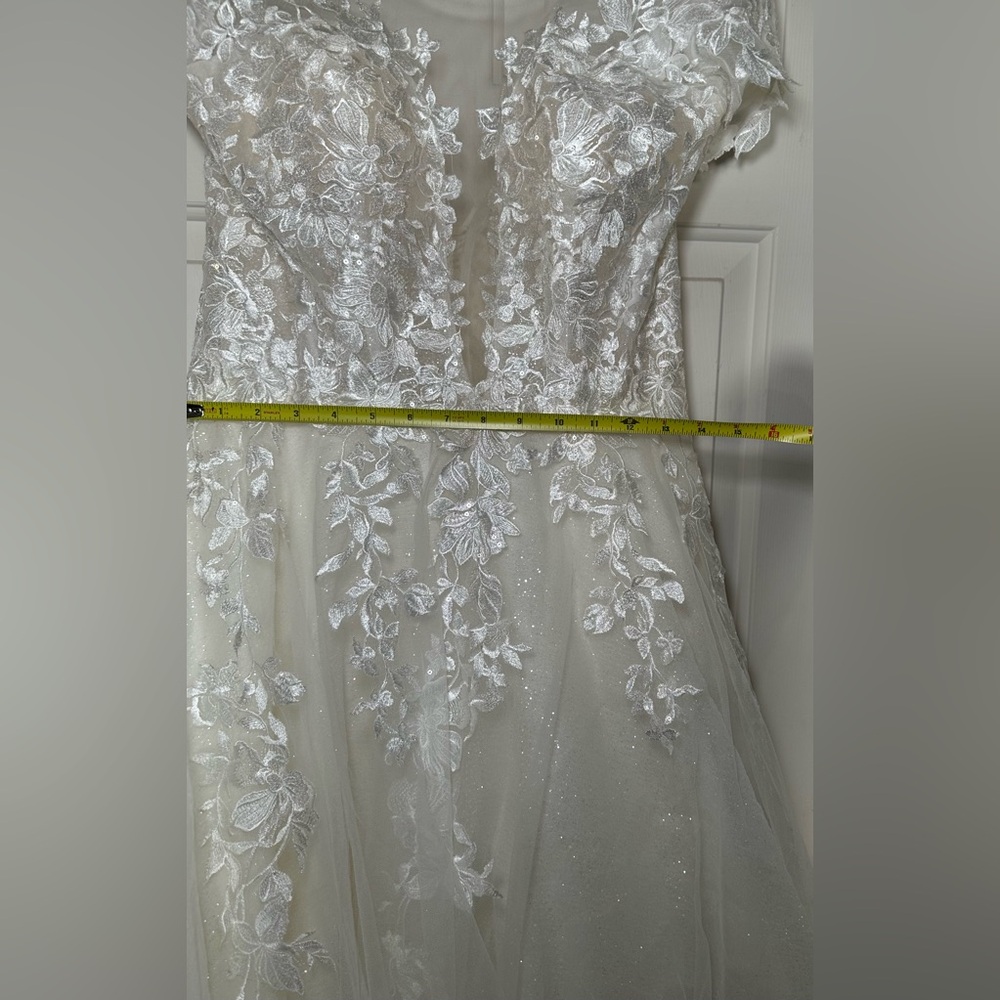 Andrea & Leo Couture Wedding Dress‎ 12 Floral Embellished Sparkles Corset Back. - Picture 9 of 14